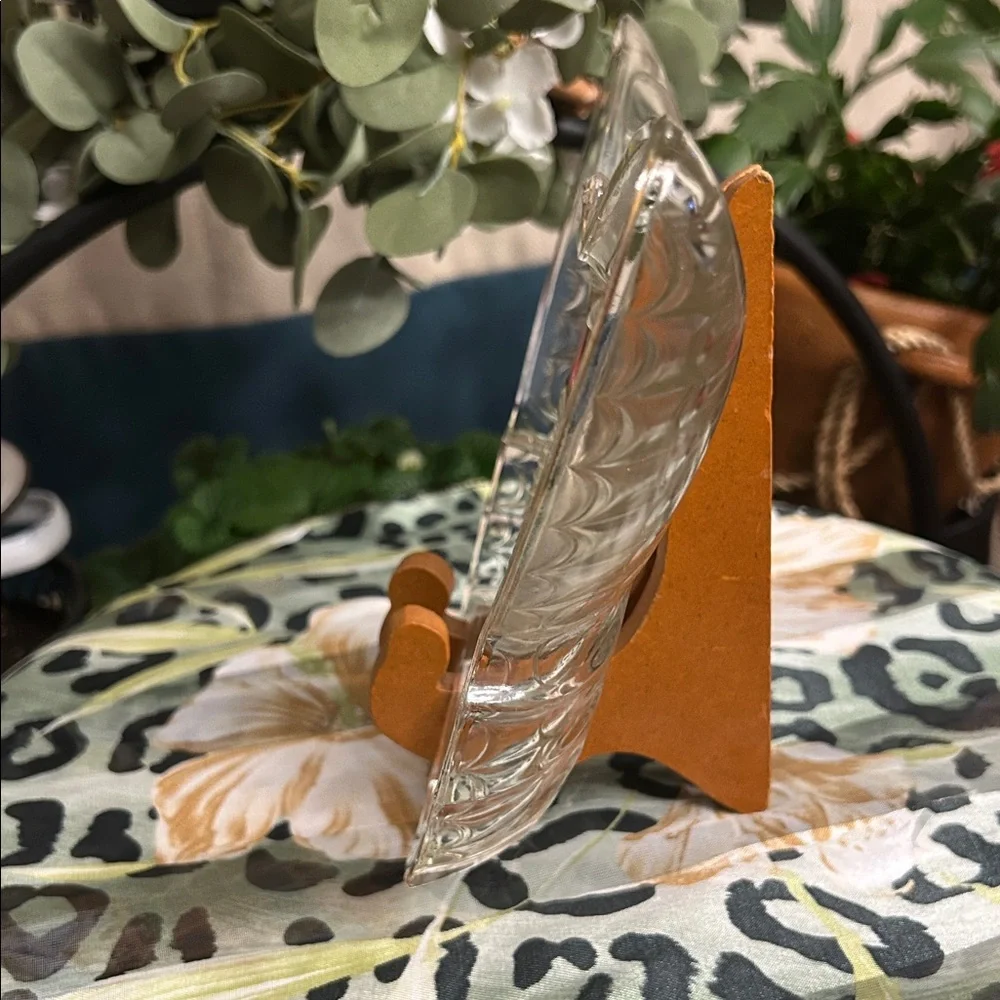 1960s Glass Butterfly Dish With Gold Rim Retro Vintage Trinket Jewelry Dish